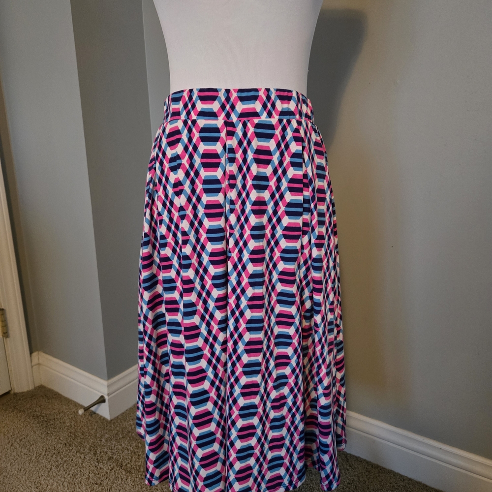 NWOT LuLaRoe Pink and Blue A-Line Skirt